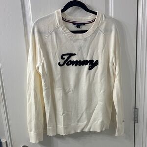Tommy Hilfiger Cream Crew Neck women’s cotton vintage y2k inspired  Sweater